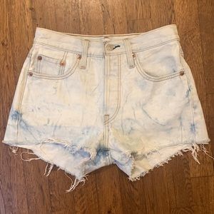 Levi's Light Blue Tie-Dye High-Waist Denim Shorts